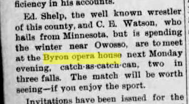 Byron Opera House - 1908 Owosso Times (newer photo)